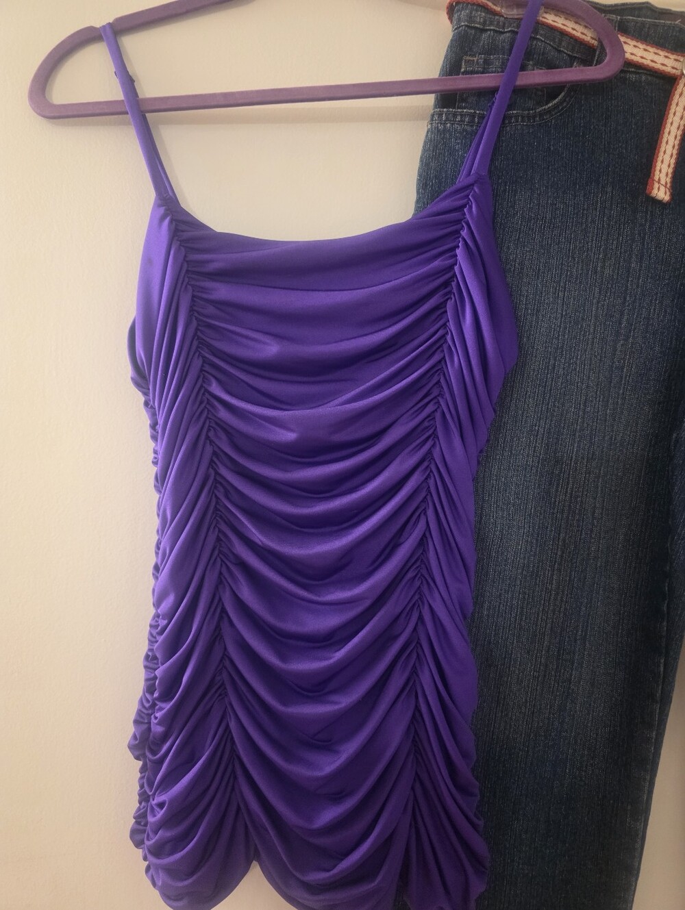 Twentyone 21 Purple Ruched Spaghetti Strap Camisole